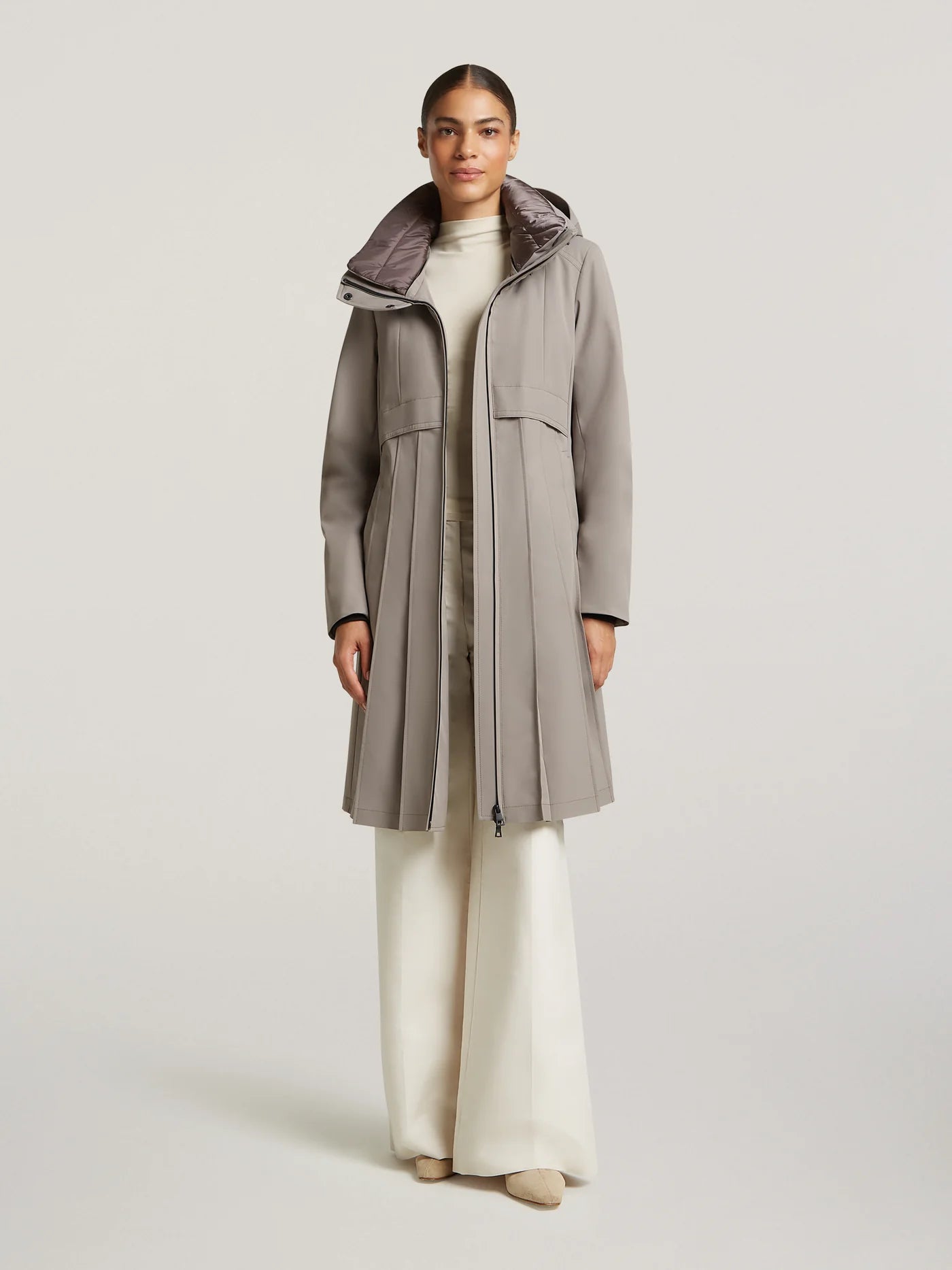 Creenstone May Smokey Taupe Pleated Coat