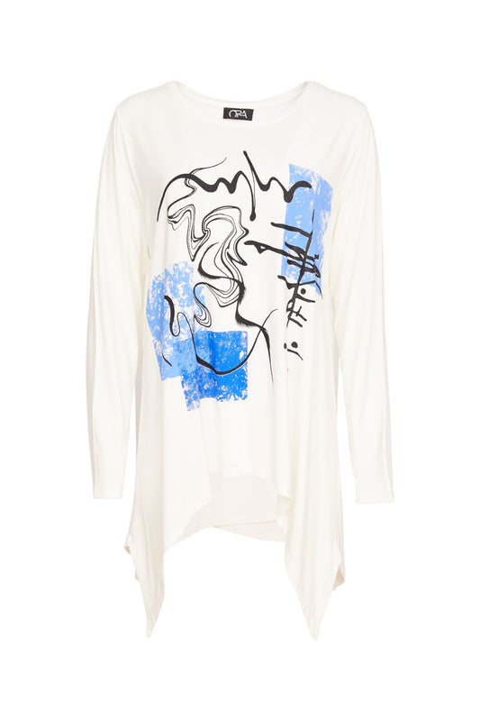 ORA White Print Top