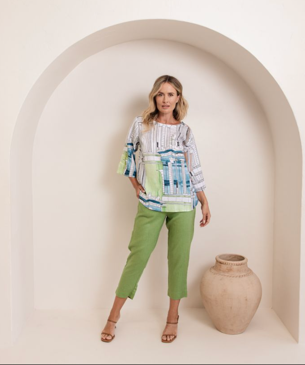 See Saw Rome Print Linen Top