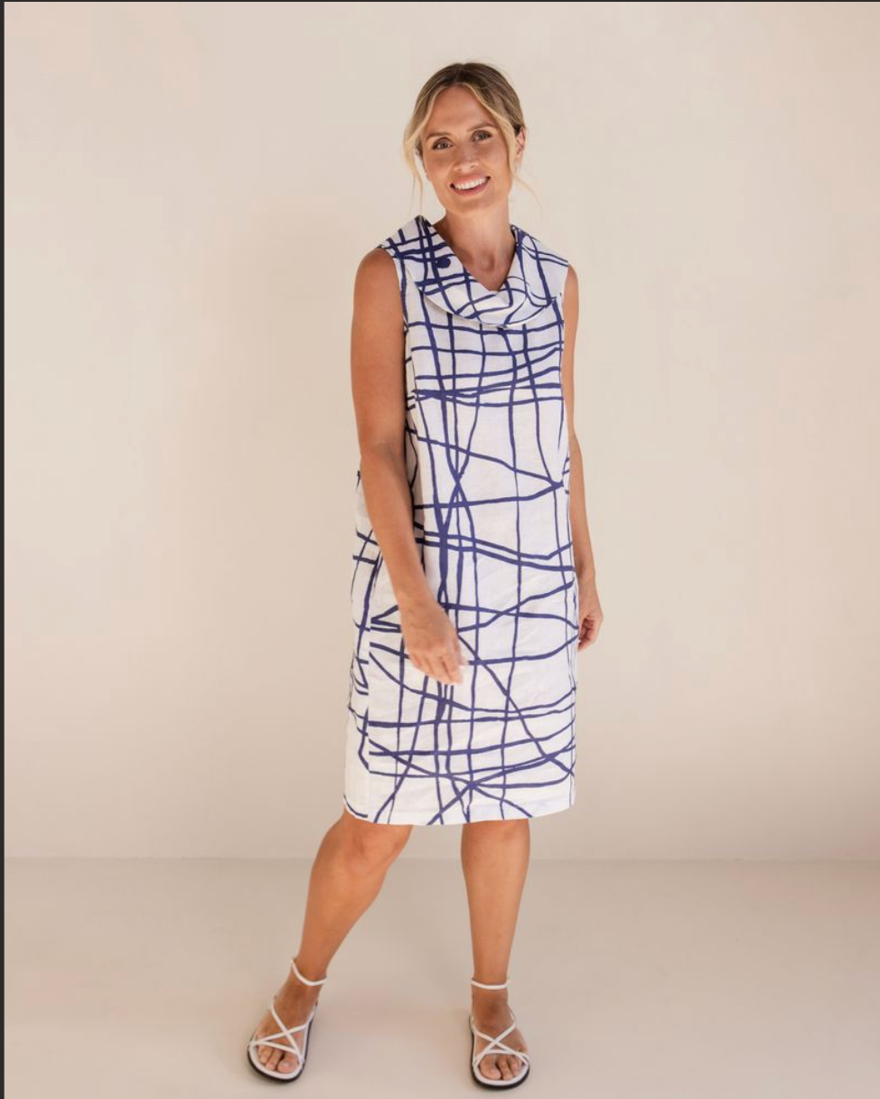See Saw Cowl Neck Linen Dress