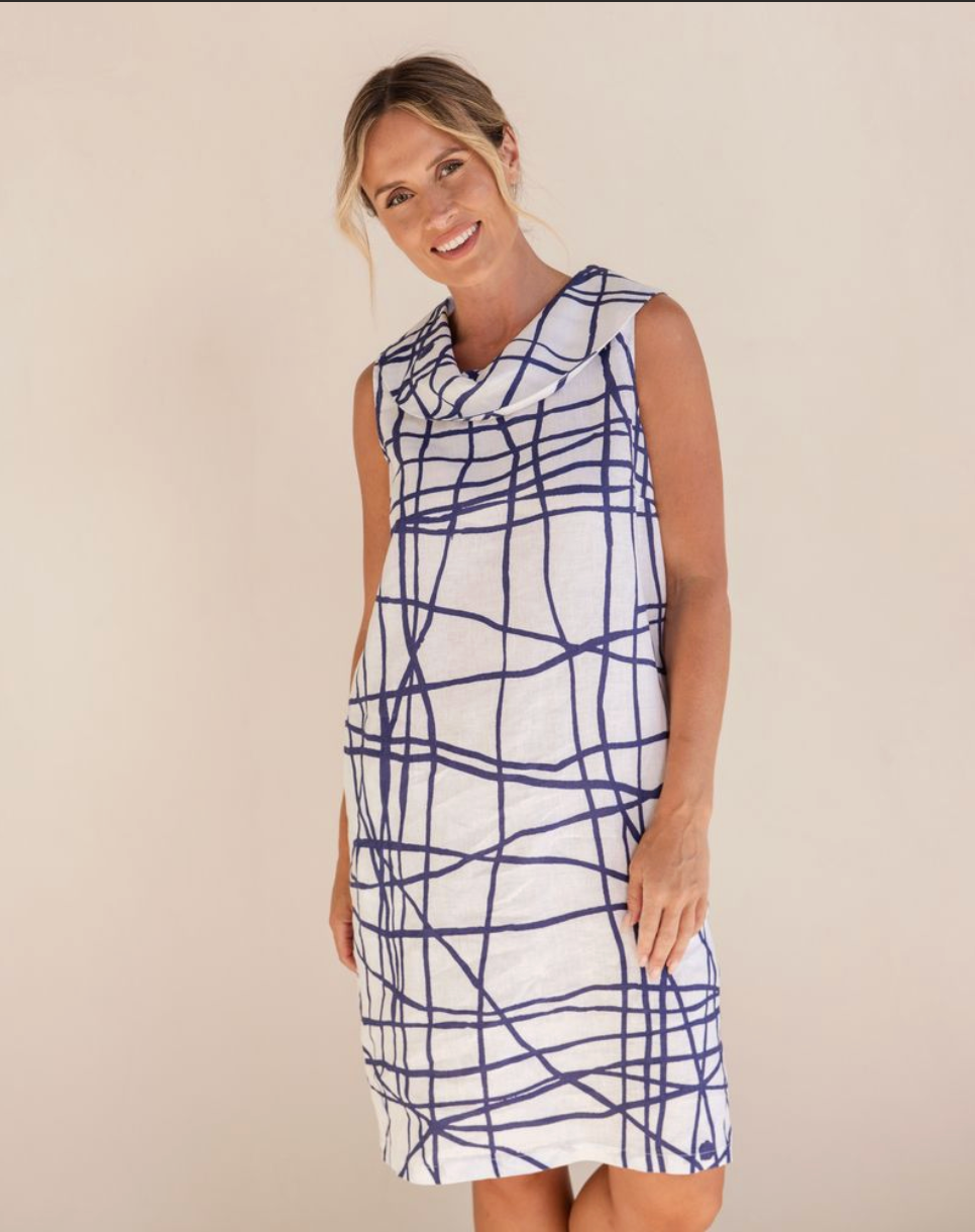 See Saw Cowl Neck Linen Dress