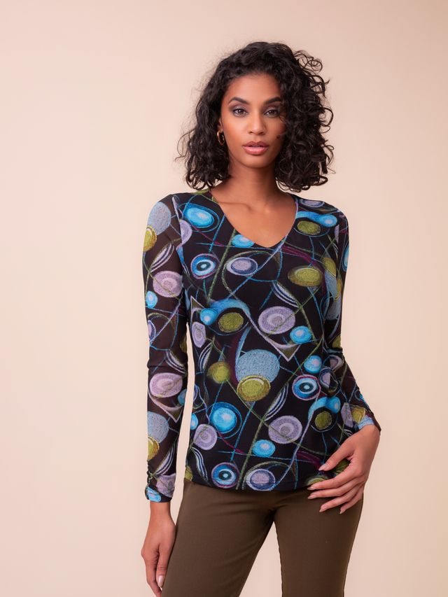 Alison Sheri Multicolour V-Neck Top