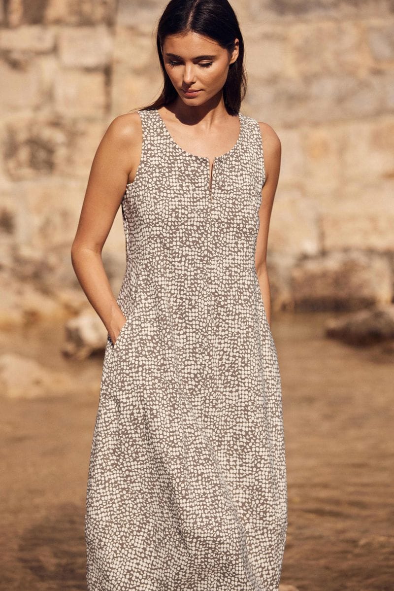 Peruzzi Technical Sleeveless Print Dress