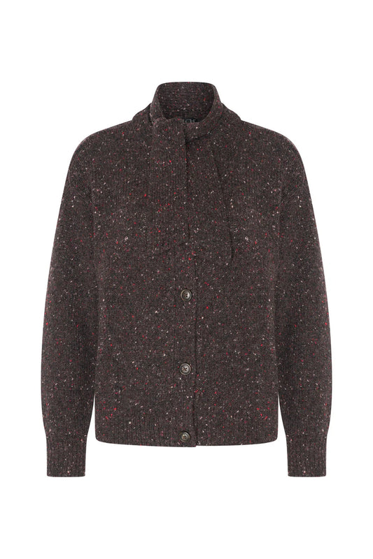 Zilch Plum Cardigan with Detachable Neckpiece