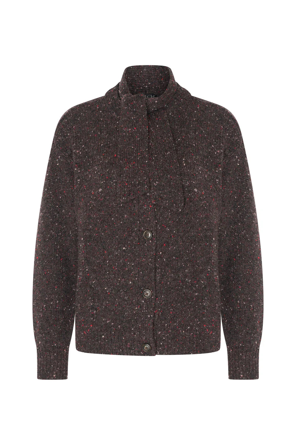 Zilch Plum Cardigan with Detachable Neckpiece