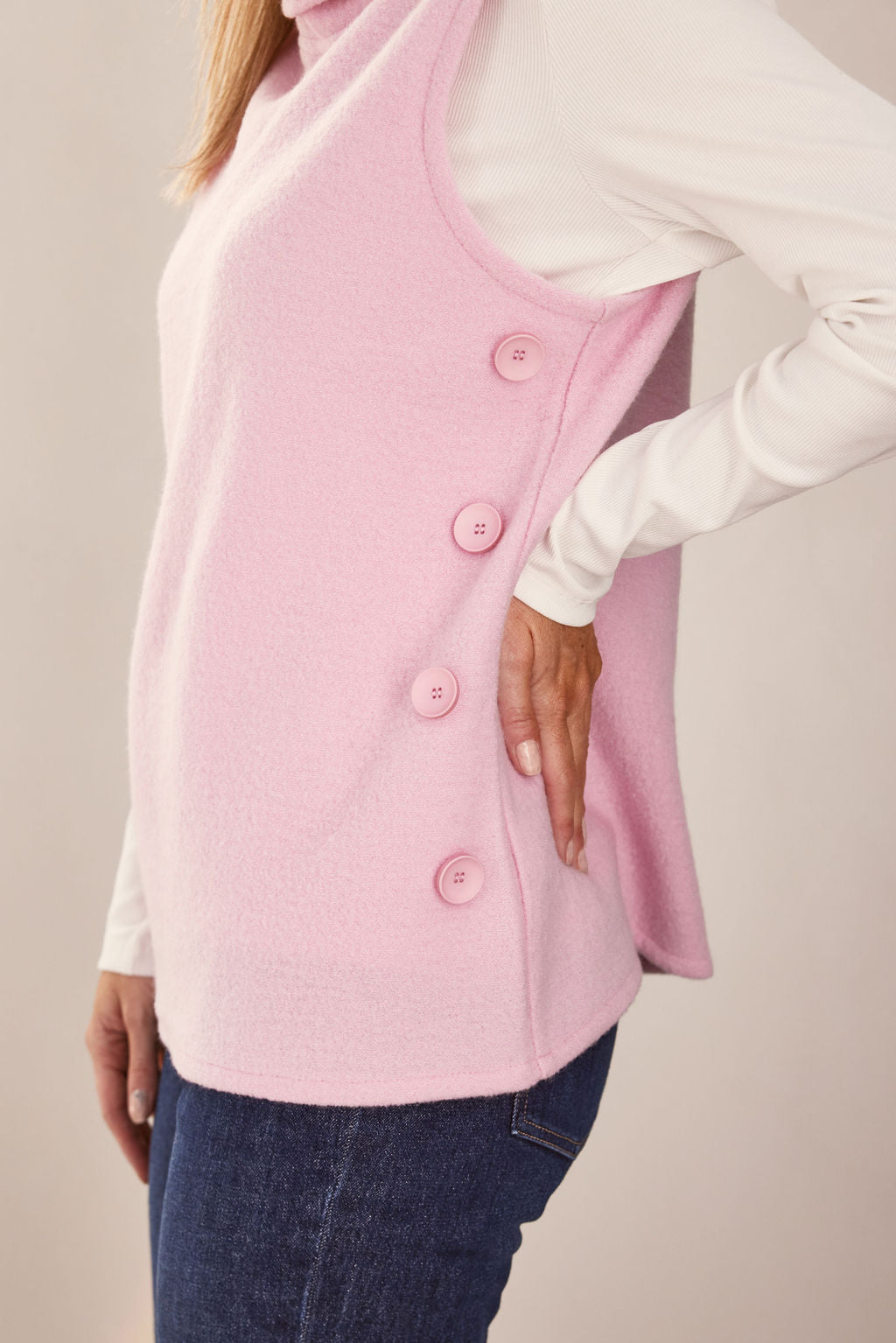 See Saw Boiled Wool Cowl Neck Vest
