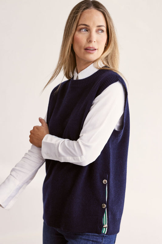 See Saw Navy Side Button Vest