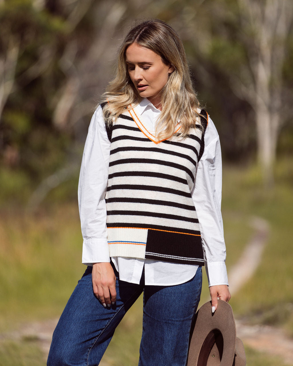 See Saw Oat/Black Stripe Vest