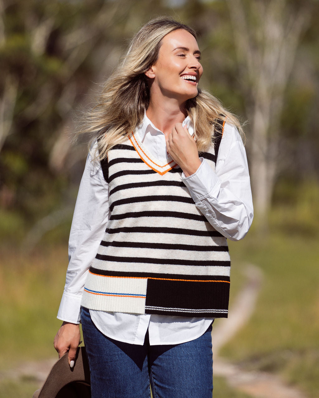 See Saw Oat/Black Stripe Vest
