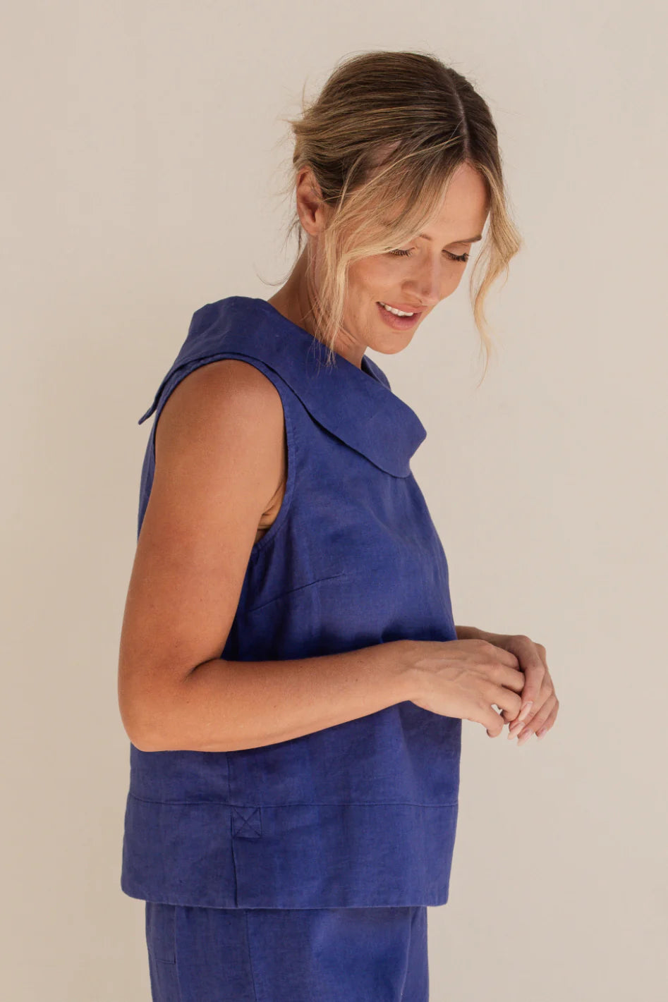 See Saw Cowl Neck Linen Top