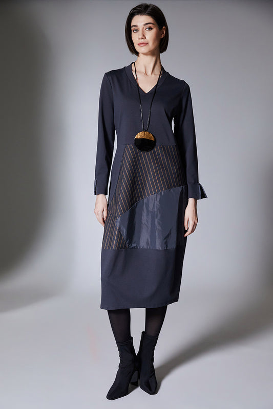 Peruzzi Pin Stripe Dark Grey Dress