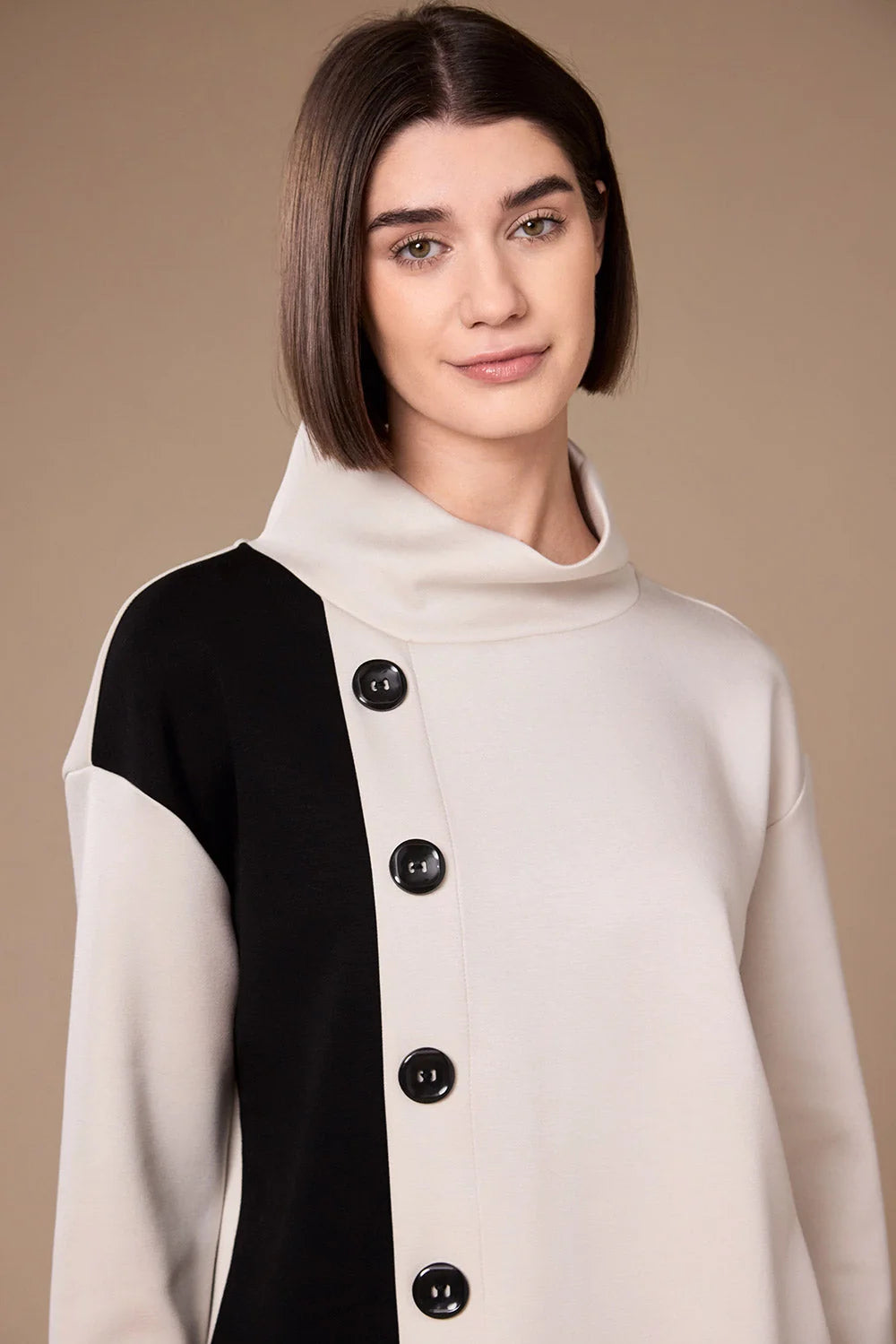 Peruzzi Two Tone Button Top