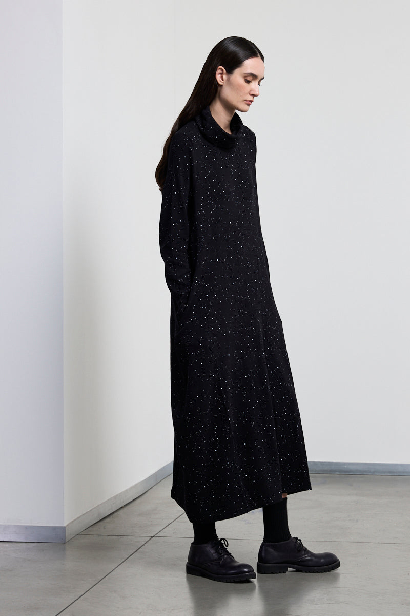 Neirami Turtleneck Long Dotted Dress - Nero