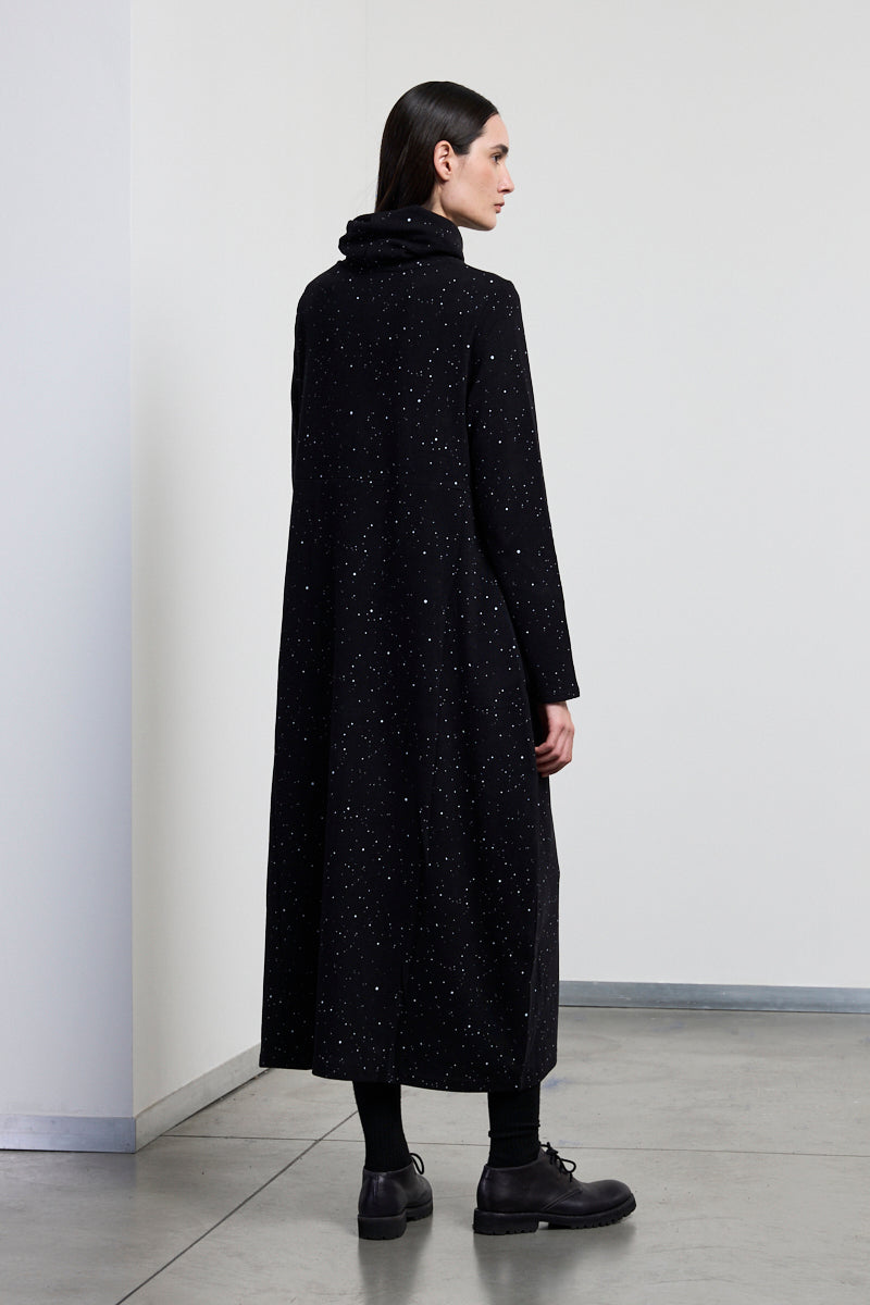 Neirami Turtleneck Long Dotted Dress - Nero