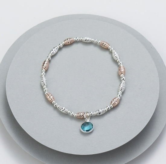 Gracee Jewellery Stretchy Bracelet with Blue Bead