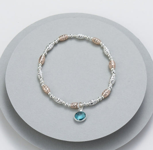 Gracee Jewellery Stretchy Bracelet with Blue Bead