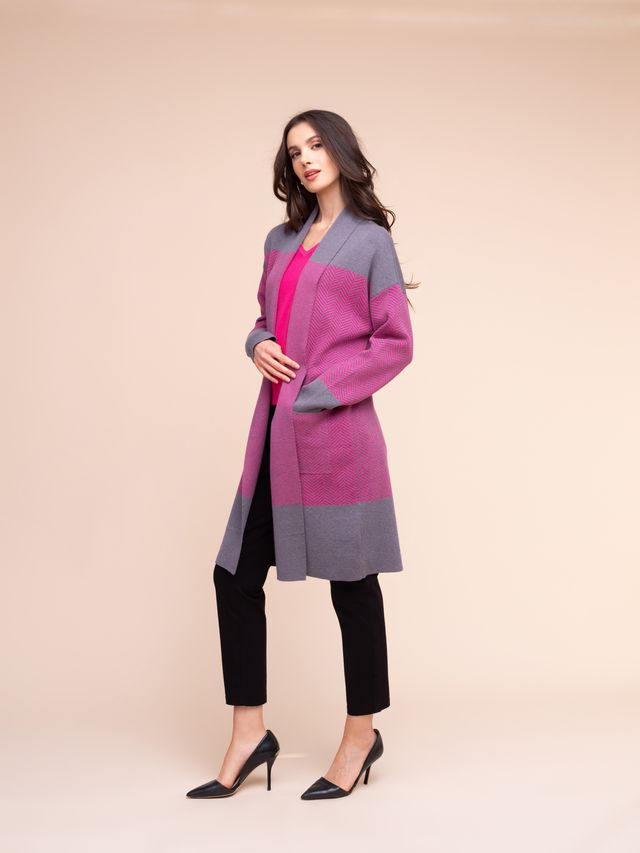 Alison Sheri Colour Block Long Cardigan
