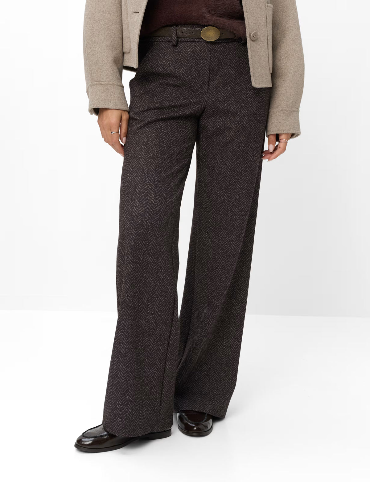 Brax Maine Herringbone Wide Leg Trousers