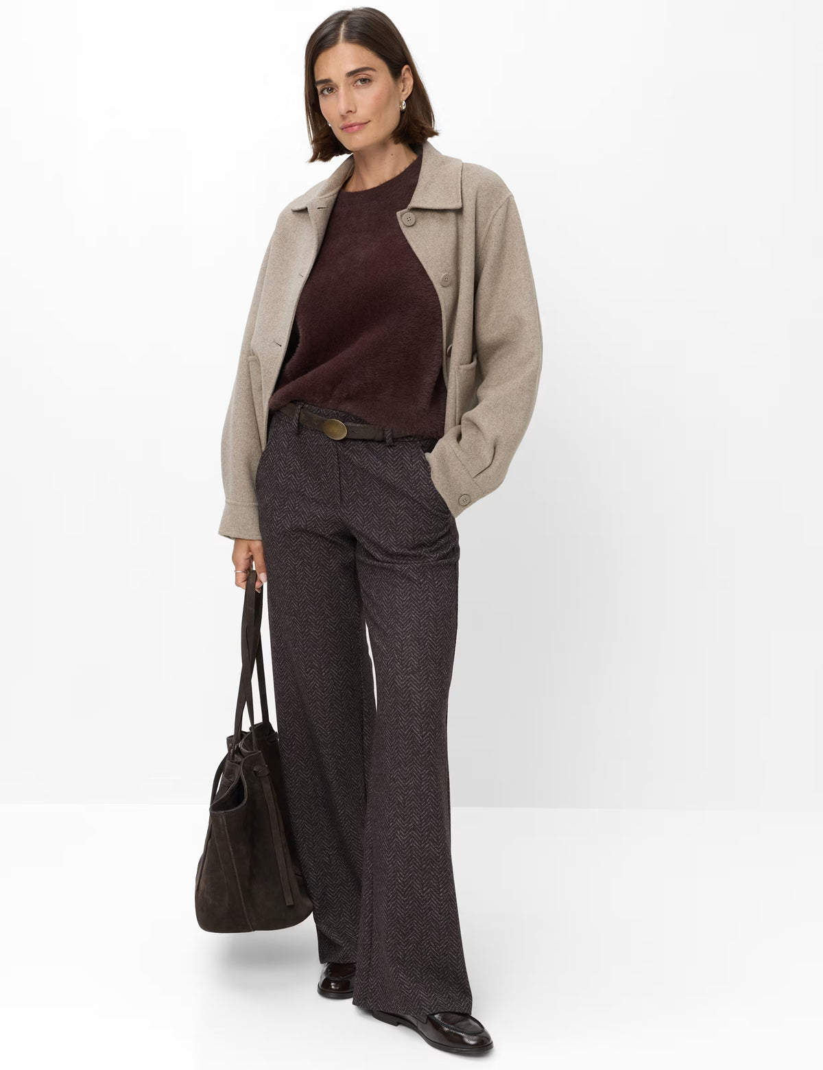 Brax Maine Herringbone Wide Leg Trousers