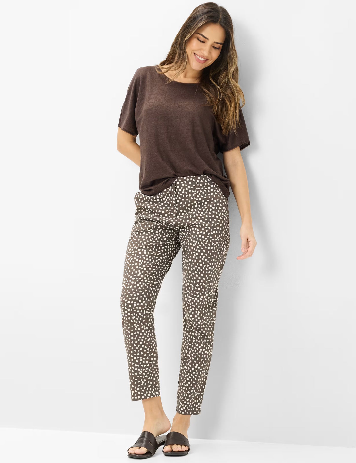 Brax Maron S Spotty Trousers - Dark Ebony