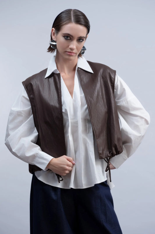 Haako Faux Leather Waistcoat