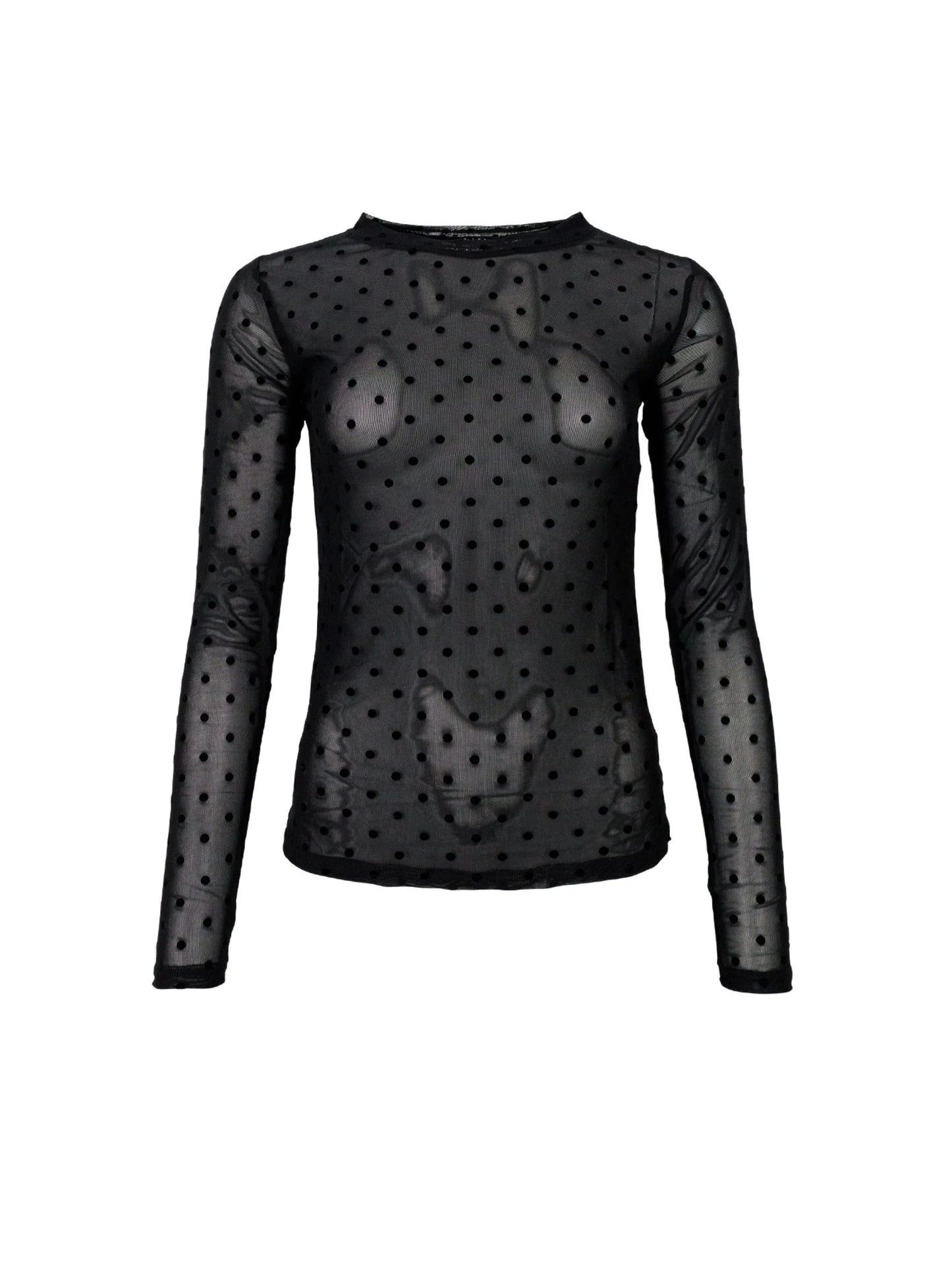 Black Colour BcJennie Dotted Mesh Top
