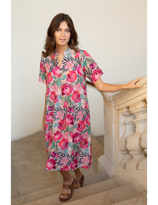 Terre Rouge Peony Rose Print Dress