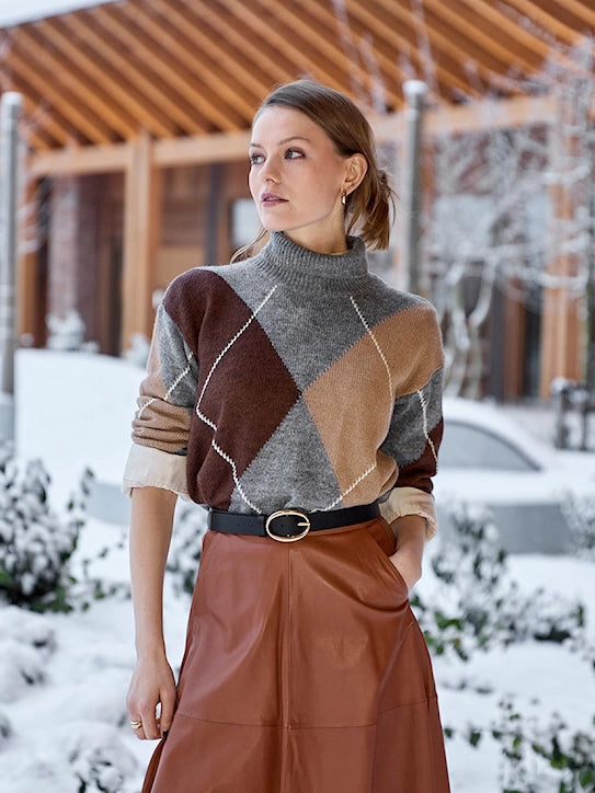 Skovhuus Roll-neck Argyle Sweater