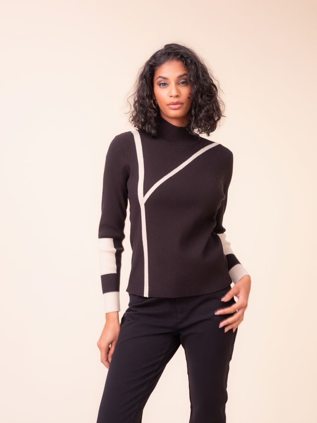 Alison Sheri Black Geometric Jumper